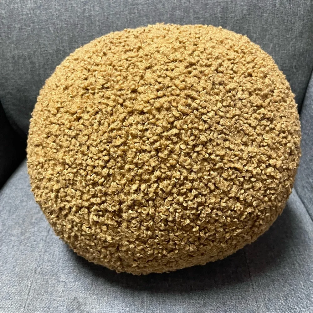 Pottery Barn Cozy Teddy Ball Pillow- Tobacco